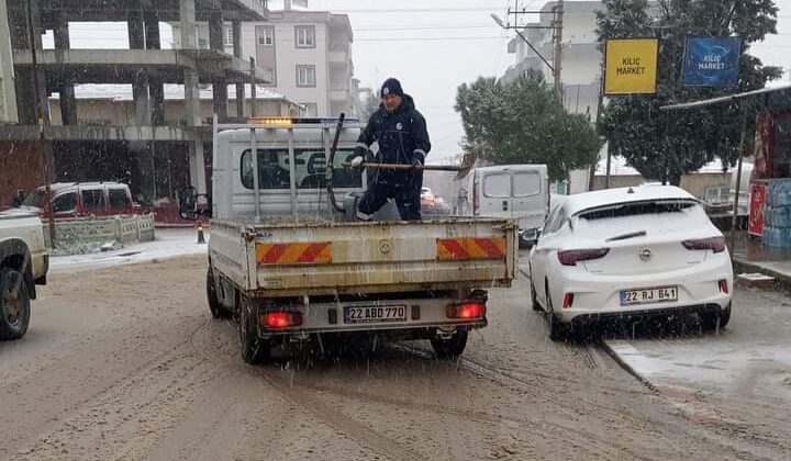 Keşan’da kar etkili oldu