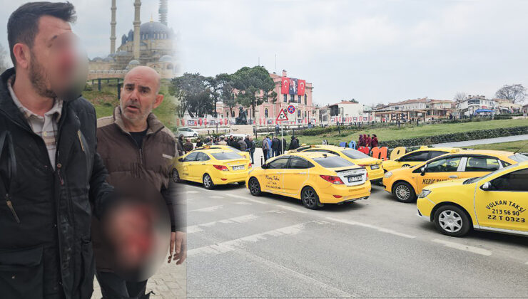 Taksicilerin eyleminde yumruklu kavga