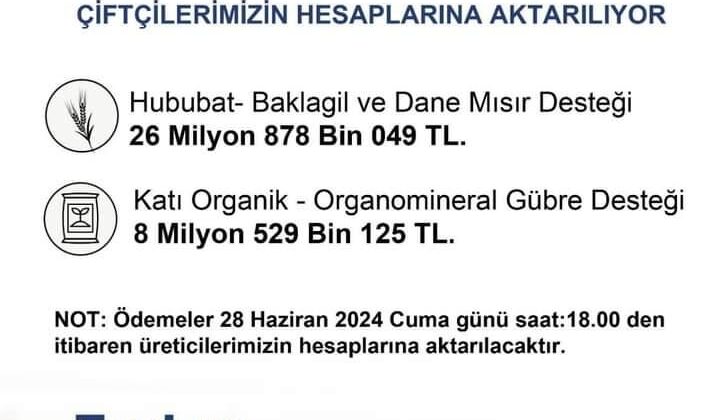 Çiftçilere tarımsal destek ödemeleri başladı