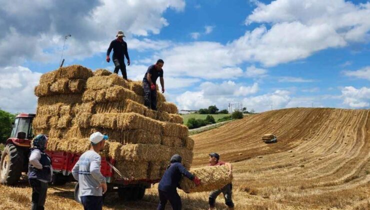 Üreticinin saman balyası belediyeden