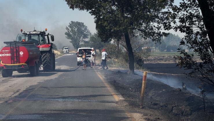 Alevler karayolunu sardı