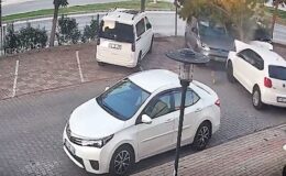 Kontrolden çıkan araç site bahçesine girdi