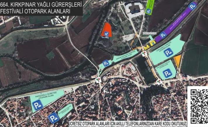 Kırkpınar’da otoparklar ücretsiz