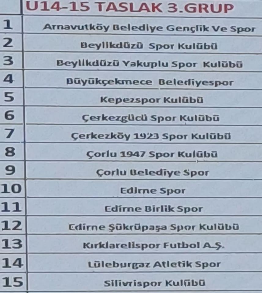 Edirne Birlik Spor Akademi Gelişim Ligi’nde