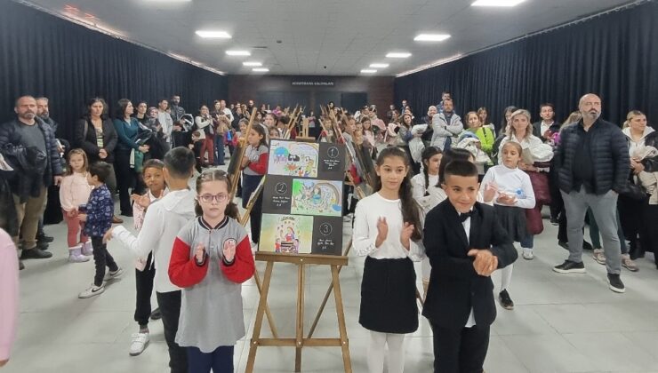 İlkokul öğrencilerinden resim sergisi