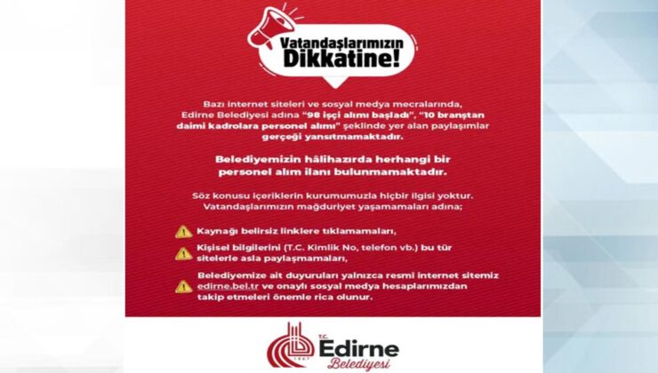 Belediyeden dolandırıcılık uyarısı!