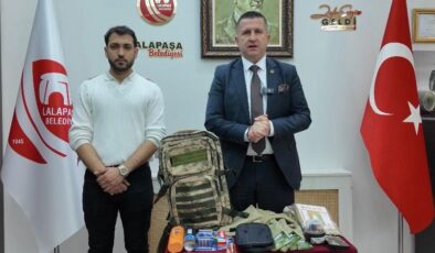 Askerlere çantalar Lalapaşa Belediyesinden