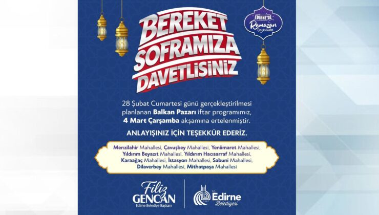 Balkan Pazarı’ndaki iftar 4 Mart’ta