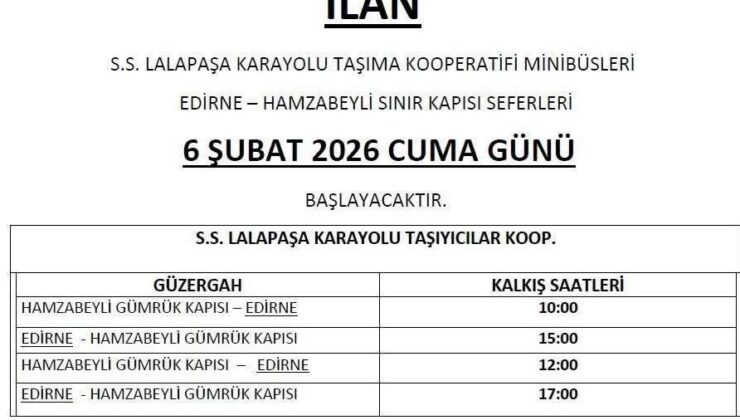 Hamzabeyli gümrüğüne minibüs seferi