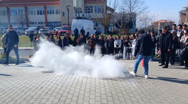Trakya Üniversitesi’nde yangın tatbikatı