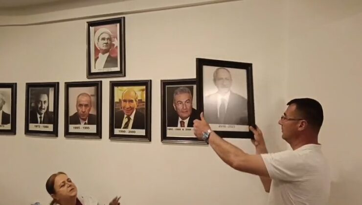 Kemal Kılıçdaroğlu’nun fotoğrafını kaldırarak çöp kutusuna attı