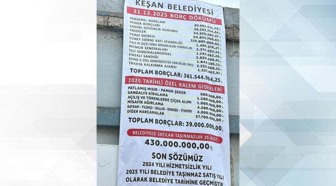 CHP’li belediyenin borçları AK Parti binasına asıldı