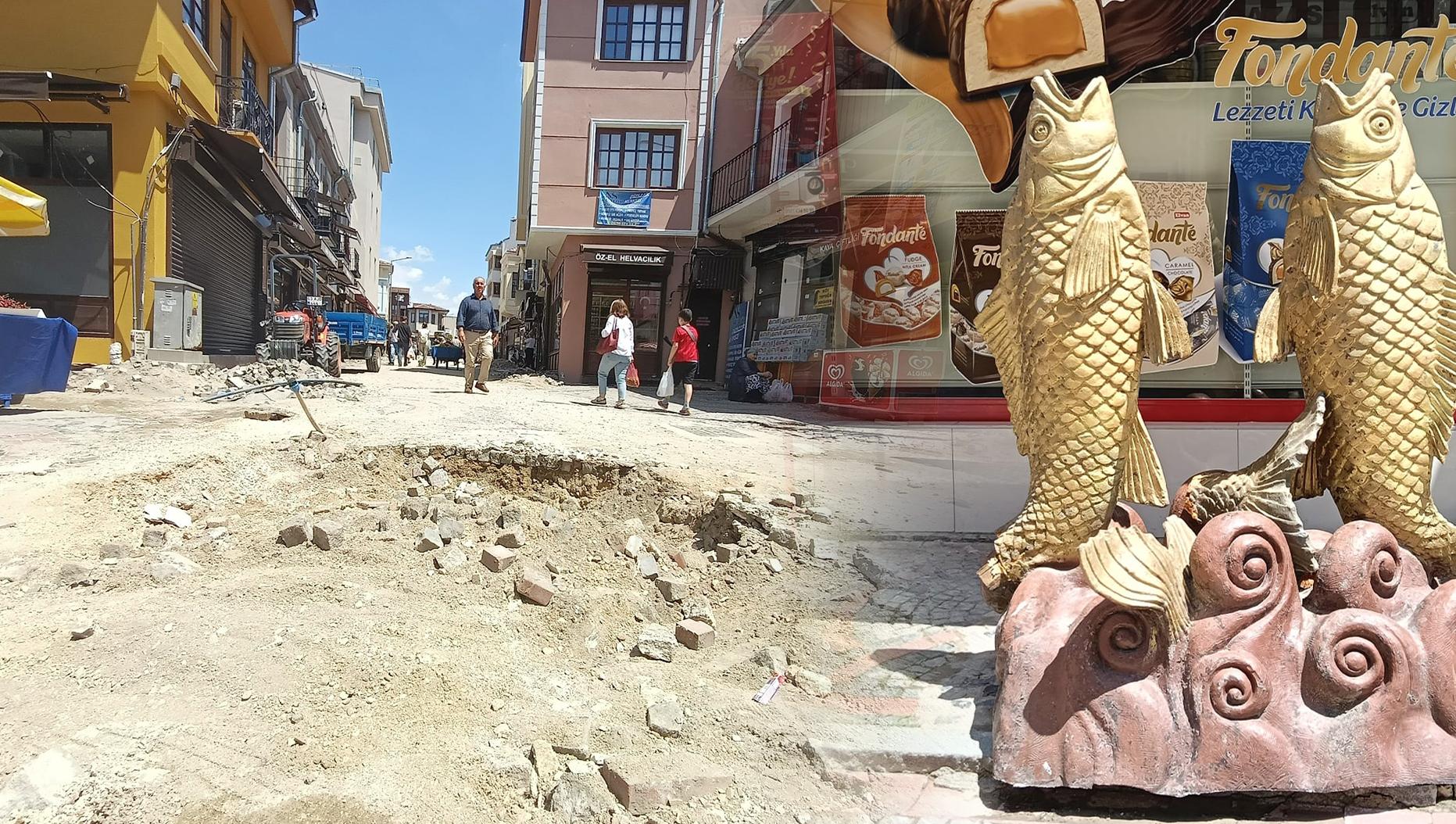 Balık heykeli gözden ırak
