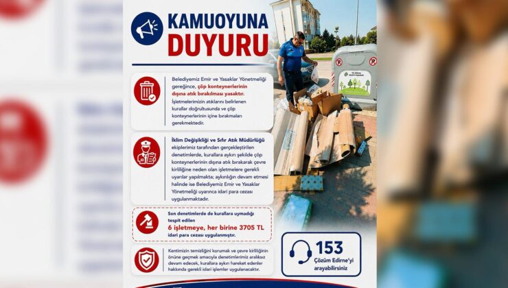 Konteynerlerin yanına çöp bırakanlar yandı