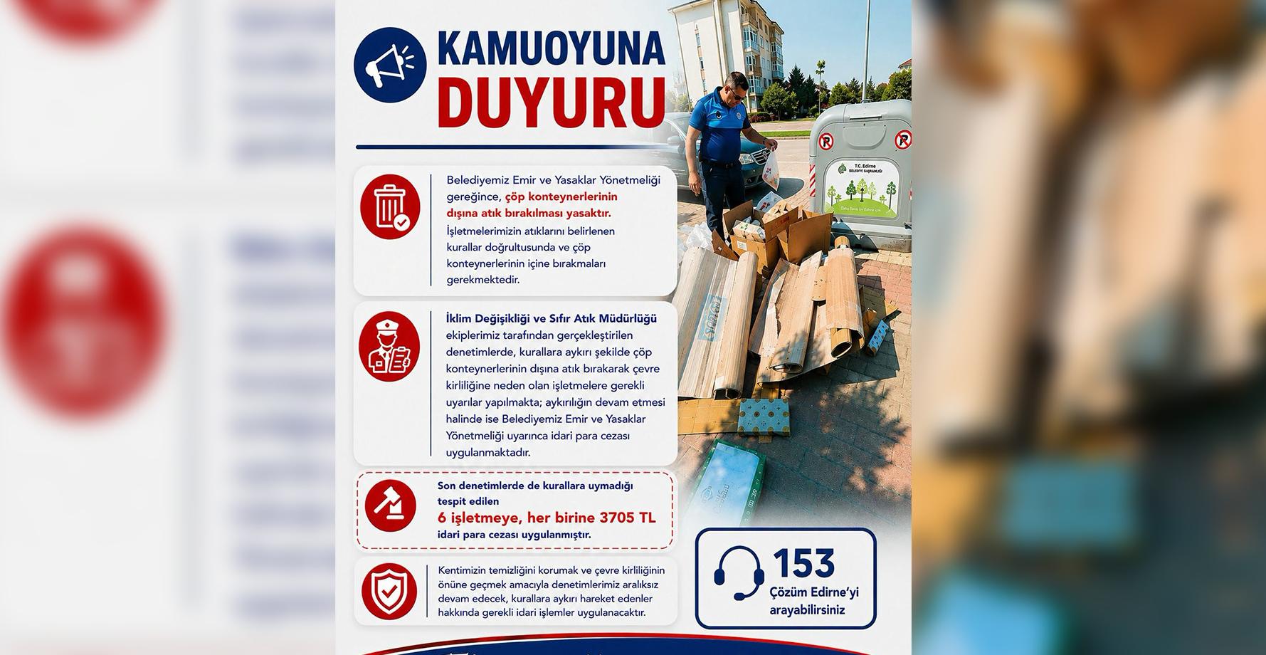 Konteynerlerin yanına çöp bırakanlar yandı