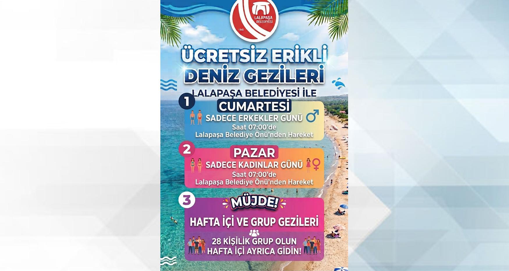Lalapaşalılara ücretsiz deniz seferi