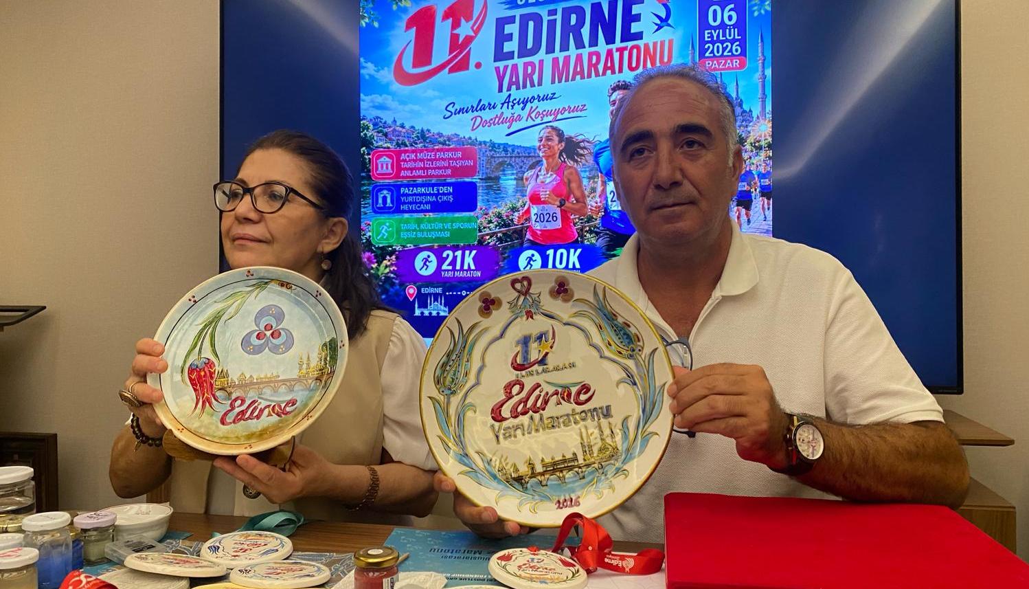 Edirne Maratonu’na özel madalya