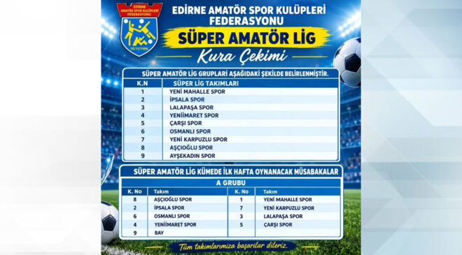 Edirne Süper Amatör Lig’de kuralar çekildi