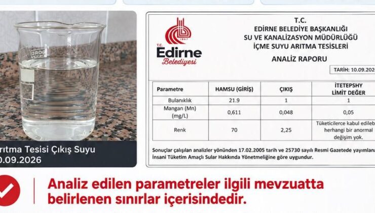 Edirne’nin suyu temiz çıktı