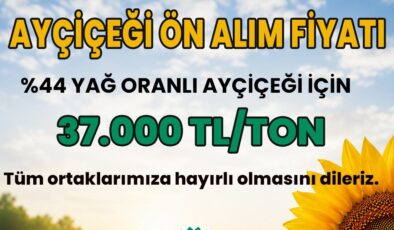 Trakya Birlik 2026 yılı ayçiçek alım fiyatını açıkladı